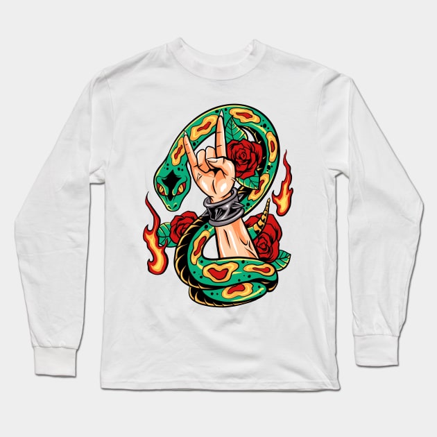 snake head Long Sleeve T-Shirt by spoilerinc